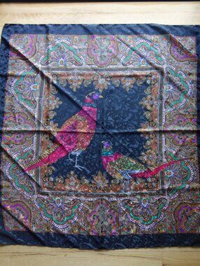 Vtg UNITS Made in U.S.A. Polyester Peacock Scarf – approx.. 34”x34”